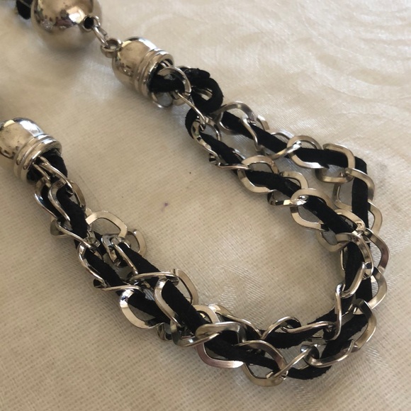 multi strand black color and silver tone necklace - Picture 12 of 13